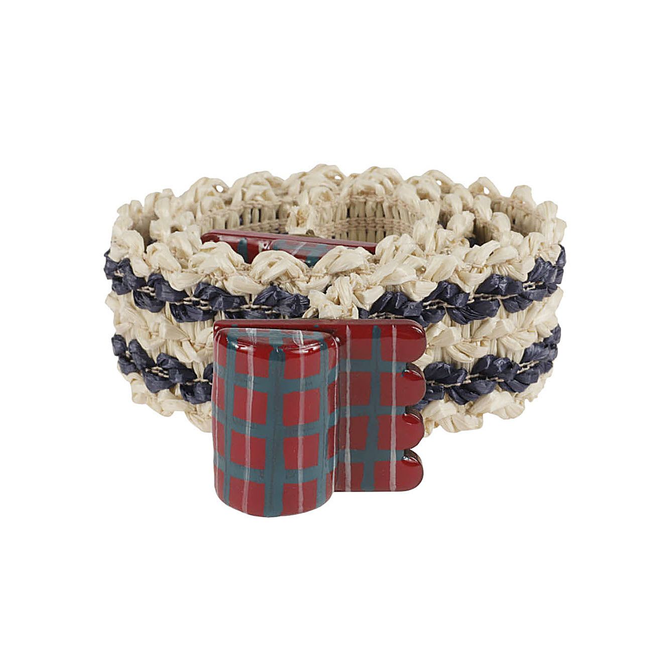 Exquisite J Striped raffia belt