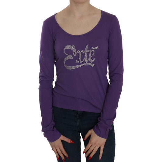 Exte Purple Crystal Embellished Long Sleeve Casual Top