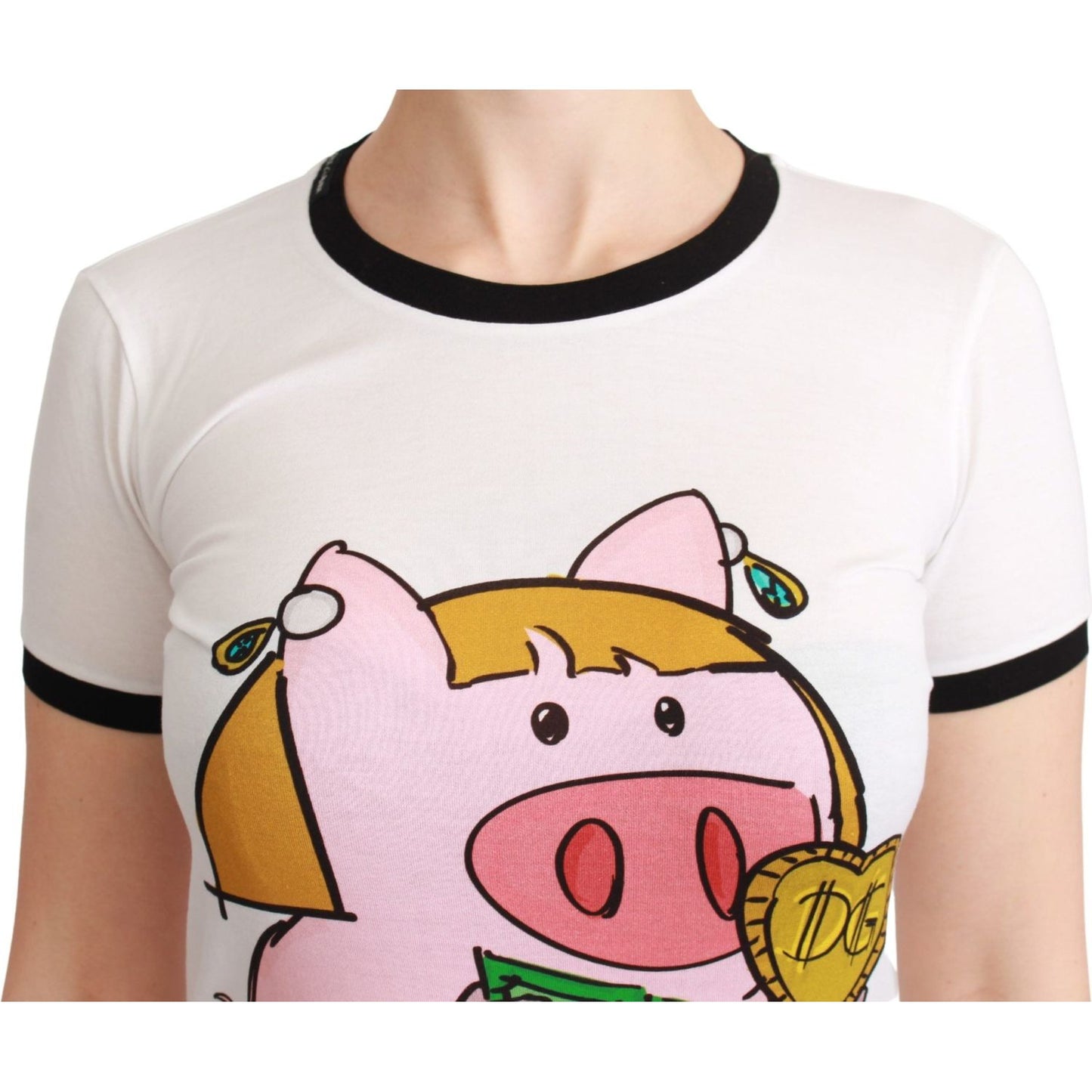 Dolce & Gabbana White YEAR OF THE PIG Top Cotton T-shirt