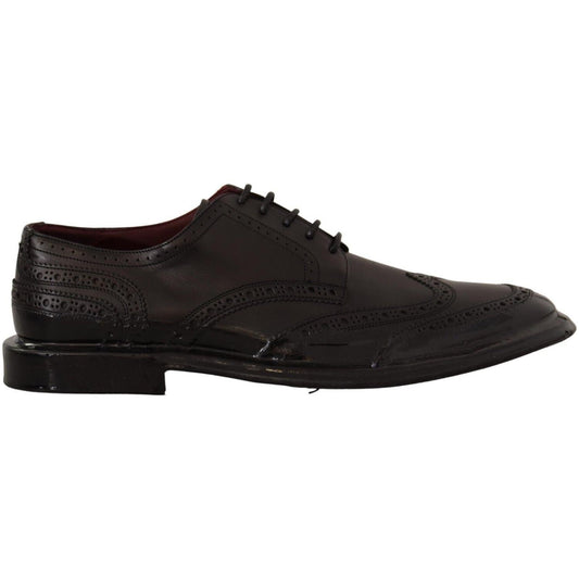 Dolce & Gabbana Black Leather Oxford Wingtip Formal Derby Shoes
