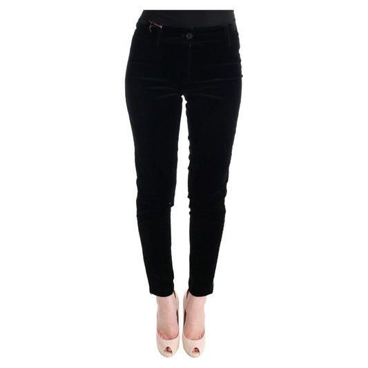 Ermanno Scervino Black Viscose Blend Velvet Cropped Pants Jeans & Pants