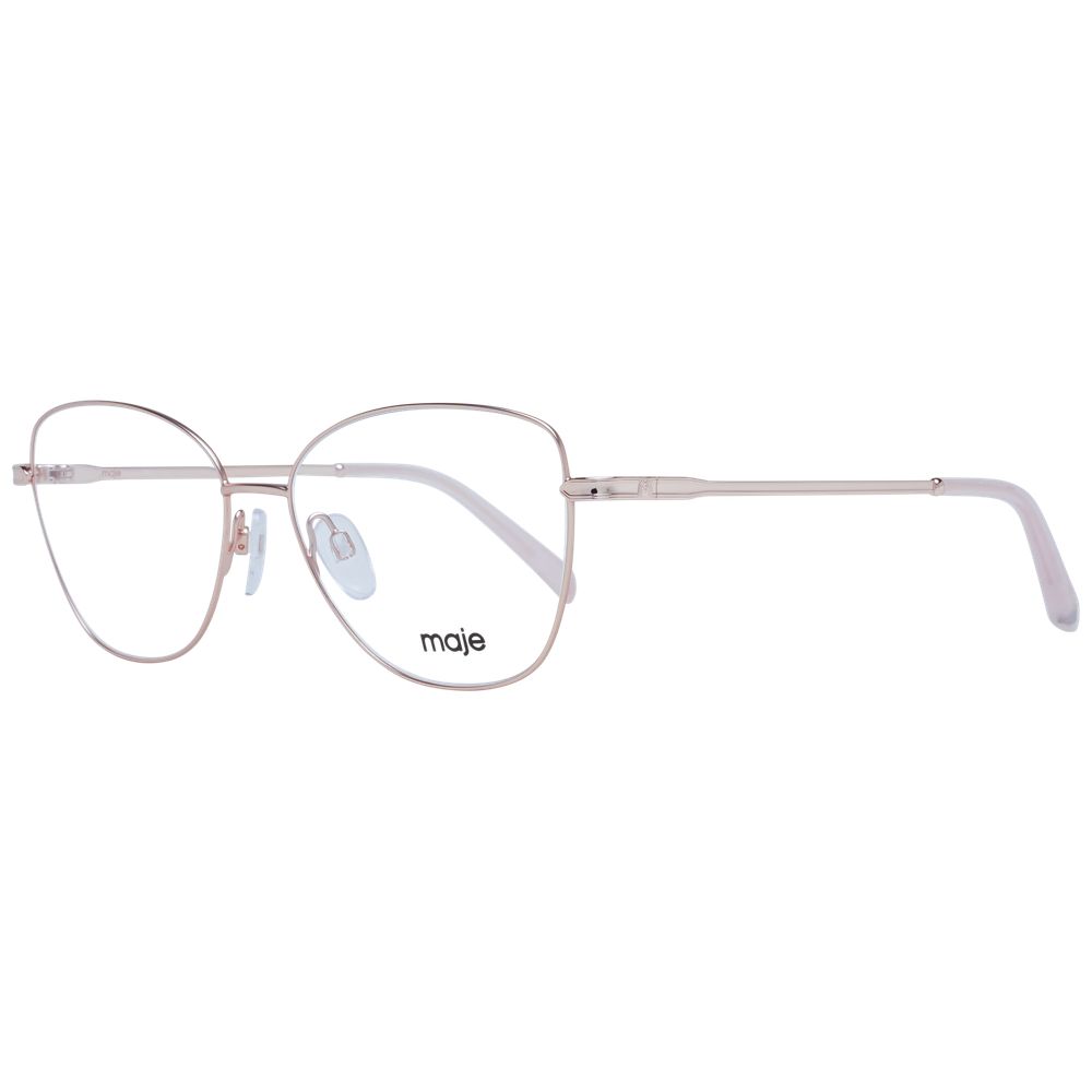Maje Rose Gold Women Glasses Frame in stainless steel with square full-rim design, demo lenses, and branded case included.