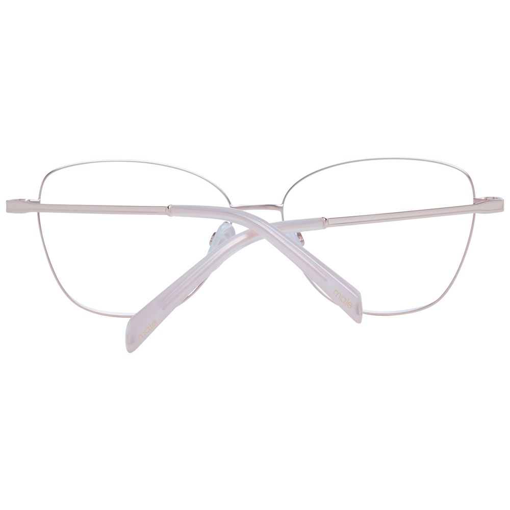 Maje Rose Gold Women Glasses Frame, full-rim square style, stainless steel, demo lenses, includes branded case, size 54-14-135, no filter protection.