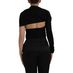 Dolce & Gabbana Black Wool Cutout Asymmetric Long Sleeve Top MS6454-36