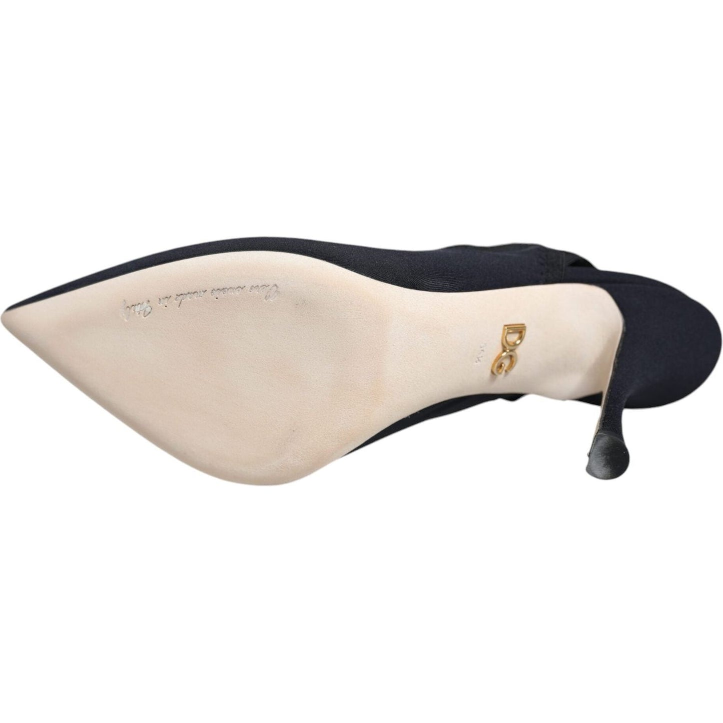 Dolce & Gabbana Black Jersey Stretch Heels Slingback Shoes
