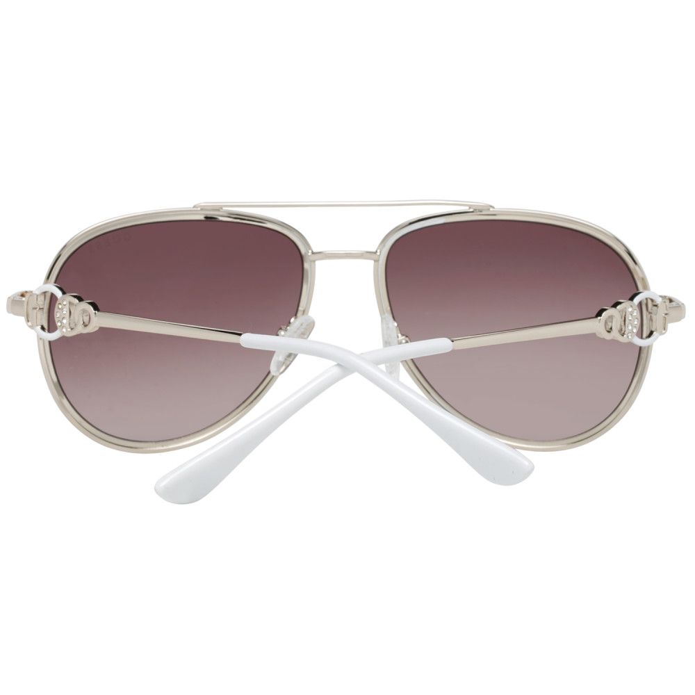 Guess Gold Metal Sunglasses for women with gradient brown lenses, measures 56/17/140 mm, stylish and elegant design.