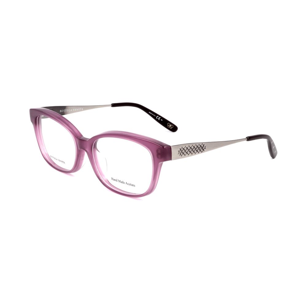 Bottega Veneta Bicolor Plastic Frames in silver and purple matte, women's glasses model BV602JF2B with 53/16/mm dimensions.