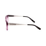 Bottega Veneta Bicolor Plastic Frames in silver and purple matte, side view showing 53/16 mm dimension, elegant eyewear for women.