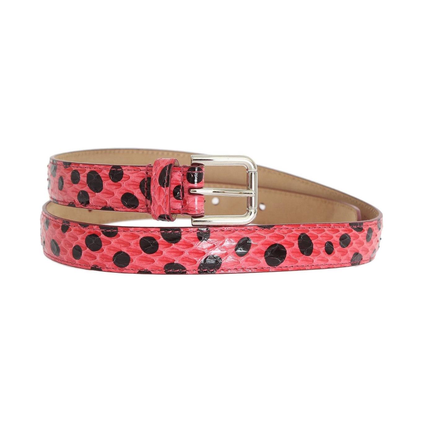 Dolce & Gabbana Pink Polka Snakeskin Silver Buckle Belt Belt