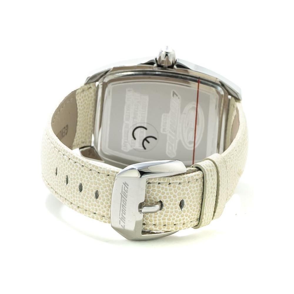 Chronotech White Leather Dress Watch