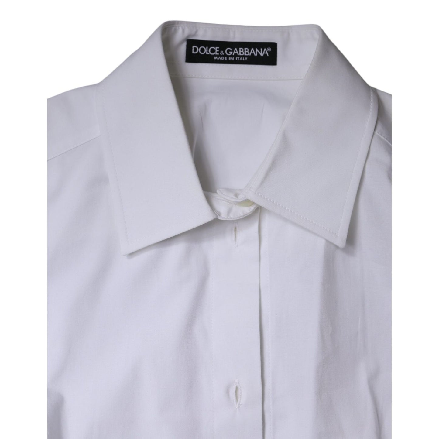 Dolce & Gabbana White Cotton Collared Long Sleeves Shirt Top