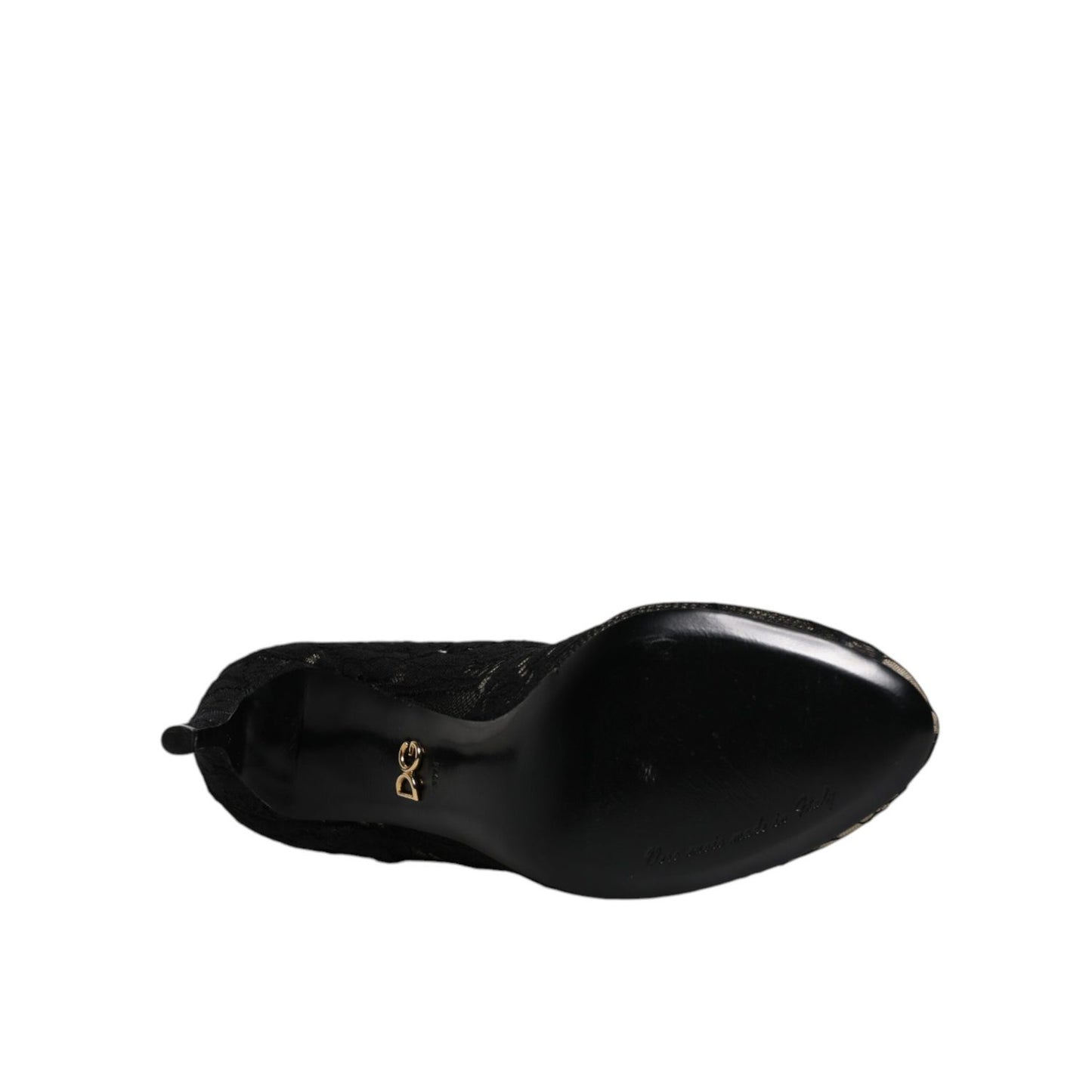 Dolce & Gabbana Black Lace Stretch Heels Mid Calf Boots Shoes Dolce & Gabbana