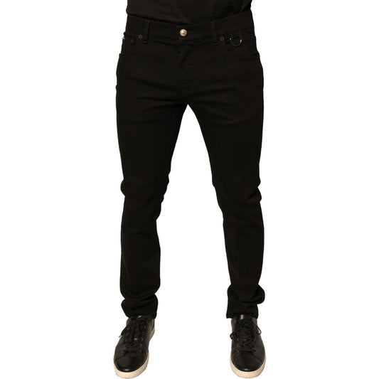 Dolce & Gabbana Black Logo Cotton Stretch Skinny Denim Jeans