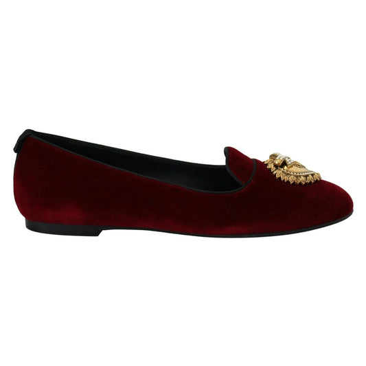 Dolce & Gabbana Burgundy Cotton Flat