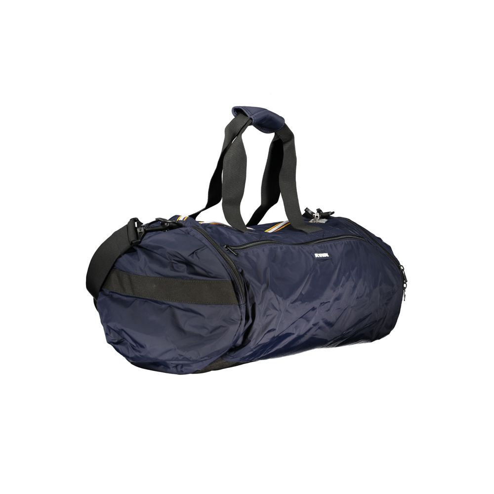 K-WAY Blue Polyamide Luggage And Travel bag with adjustable strap, shoulder handles, and multiple pockets.