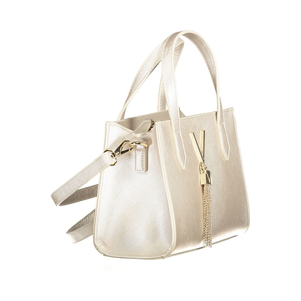 Mario Valentino Brown Polyethylene Women Handbag with sleek design and gold-tone details, featuring a tassel and versatile straps.