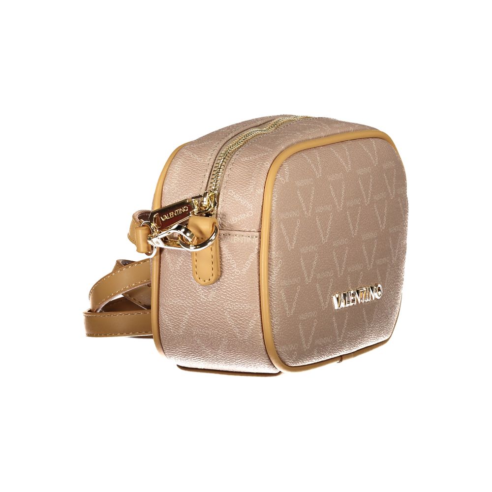 Mario Valentino Beige Polyethylene Handbag with adjustable strap, zip closure, 2 pockets, logo, and contrasting details.