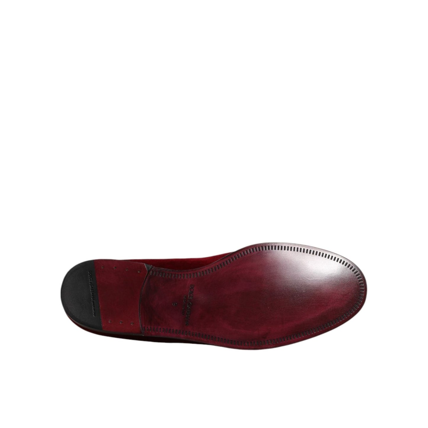 Dolce & Gabbana Red Cotton Velvet Slip On Loafers Formal Shoes