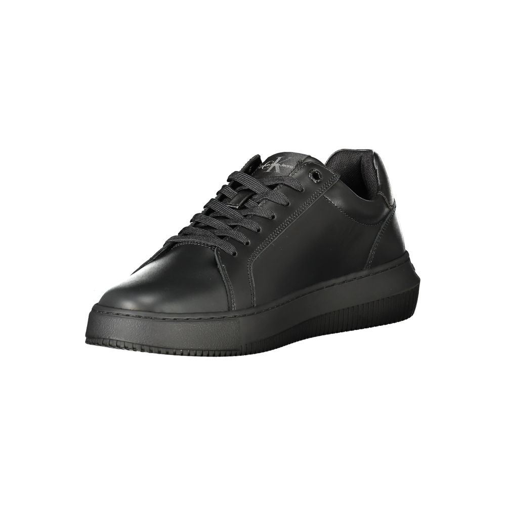 Calvin Klein Black Polyester Sneaker with laces, logo, removable footbed, contrasting details, and recycled thermoplastic rubber.