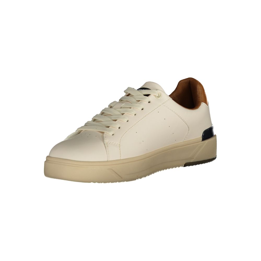Blauer White Leather Men Sneaker with a sleek design, removable insole, and contrasting details for style and comfort.