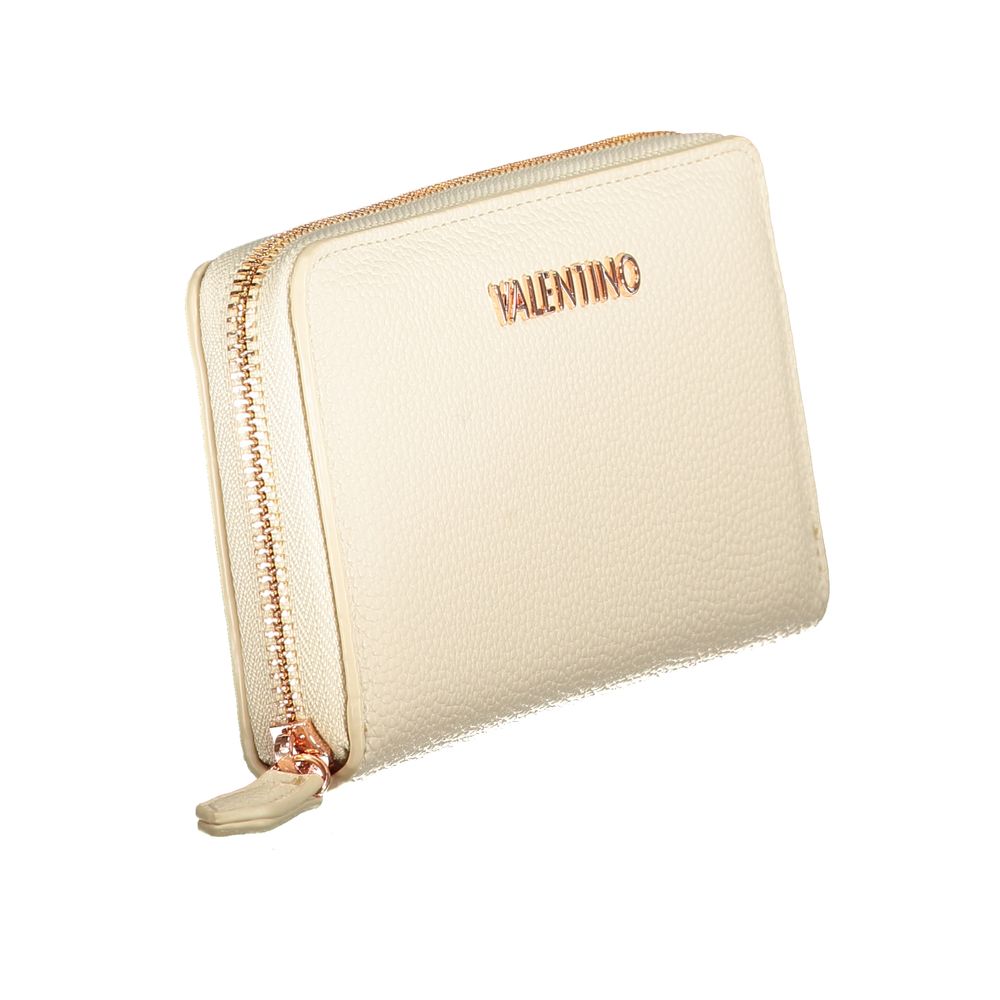 Mario Valentino Beige Polyethylene Wallet with zip closure, 6 compartments, coin purse, and double card spaces