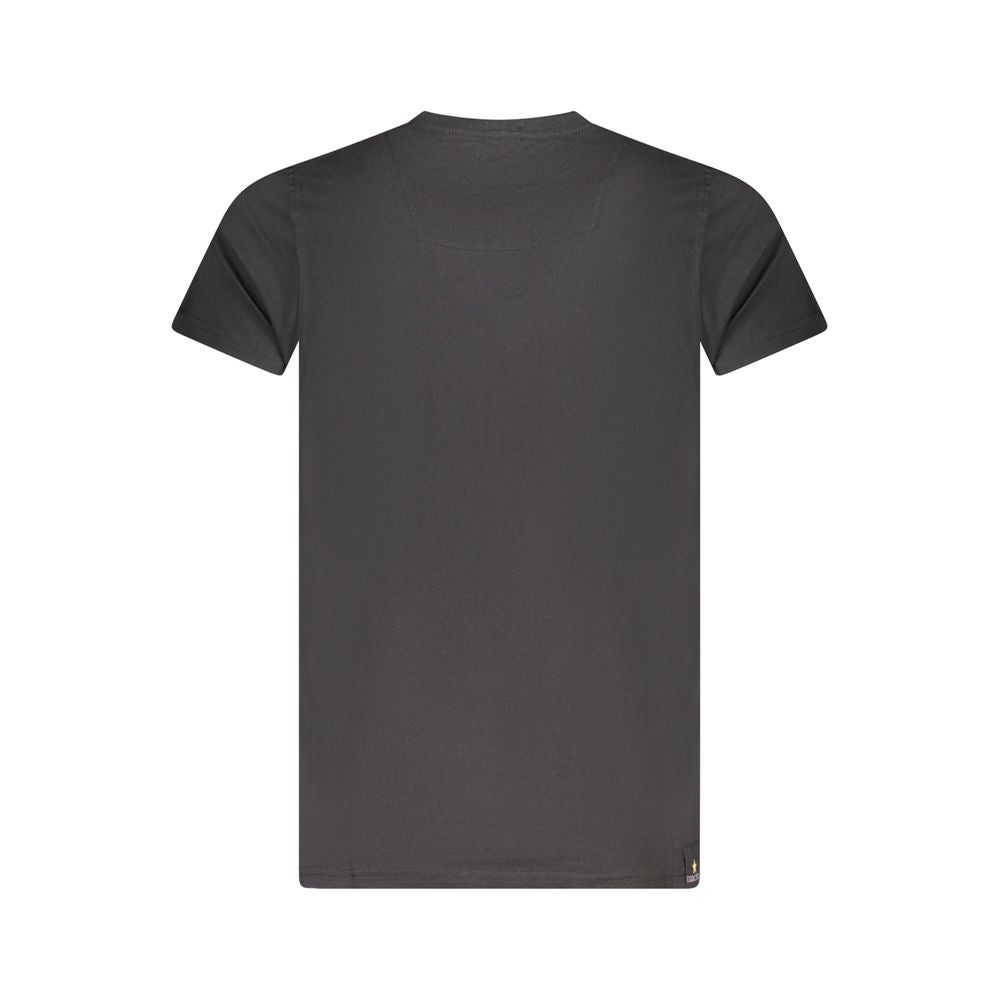 Back view of Accademia Militare Black Cotton T-Shirt with short sleeves and crew neck
