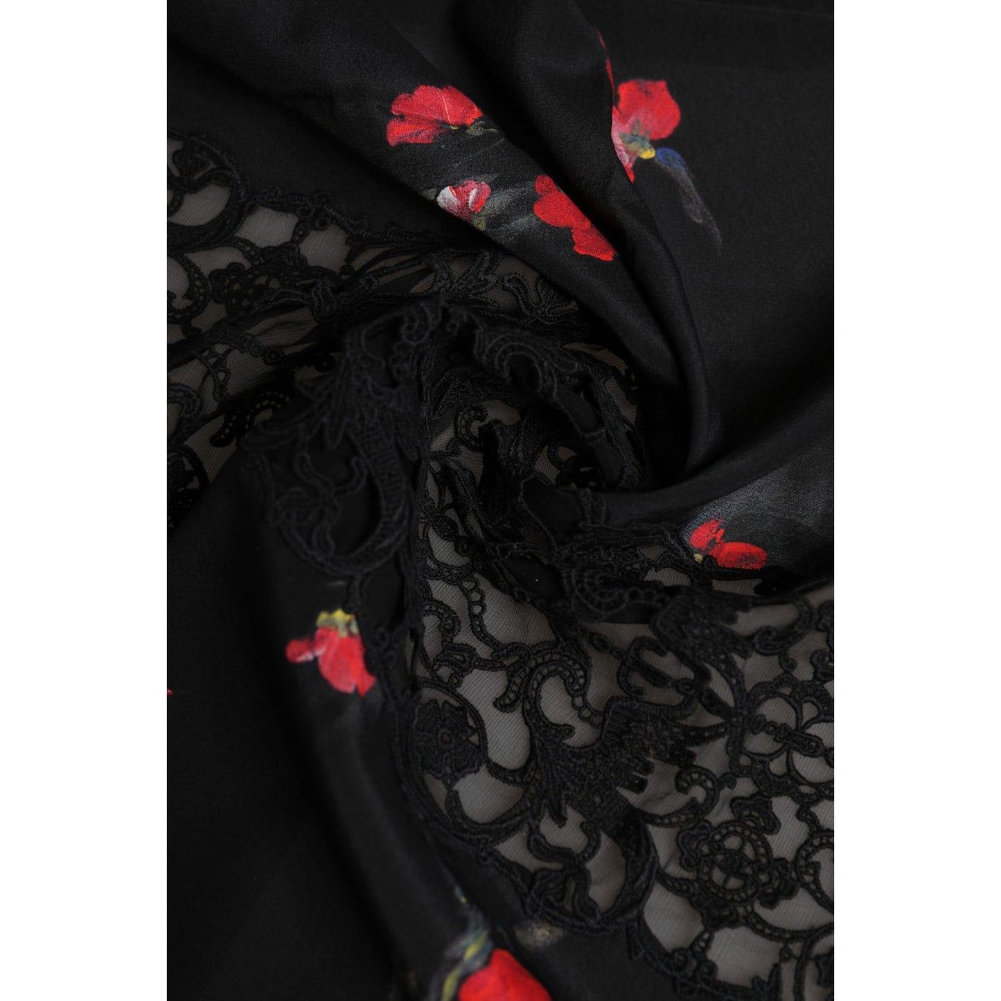 Dolce & Gabbana Black Floral Print Neck Warmer Wrap Scarf
