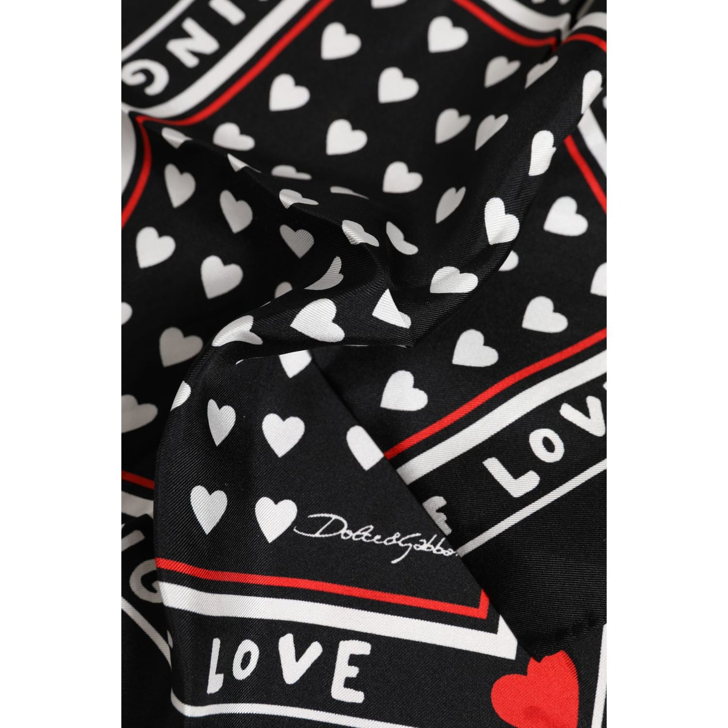 Dolce & Gabbana Black Printed Silk Square Men Foulard Scarf