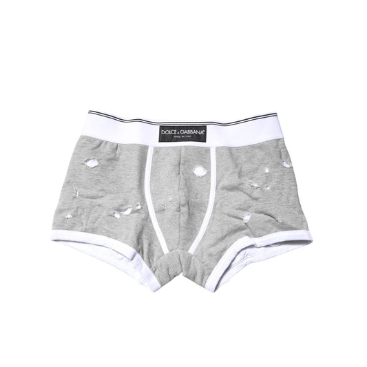 Dolce & Gabbana Gray Cotton Stretch Regular Boxer Underwear