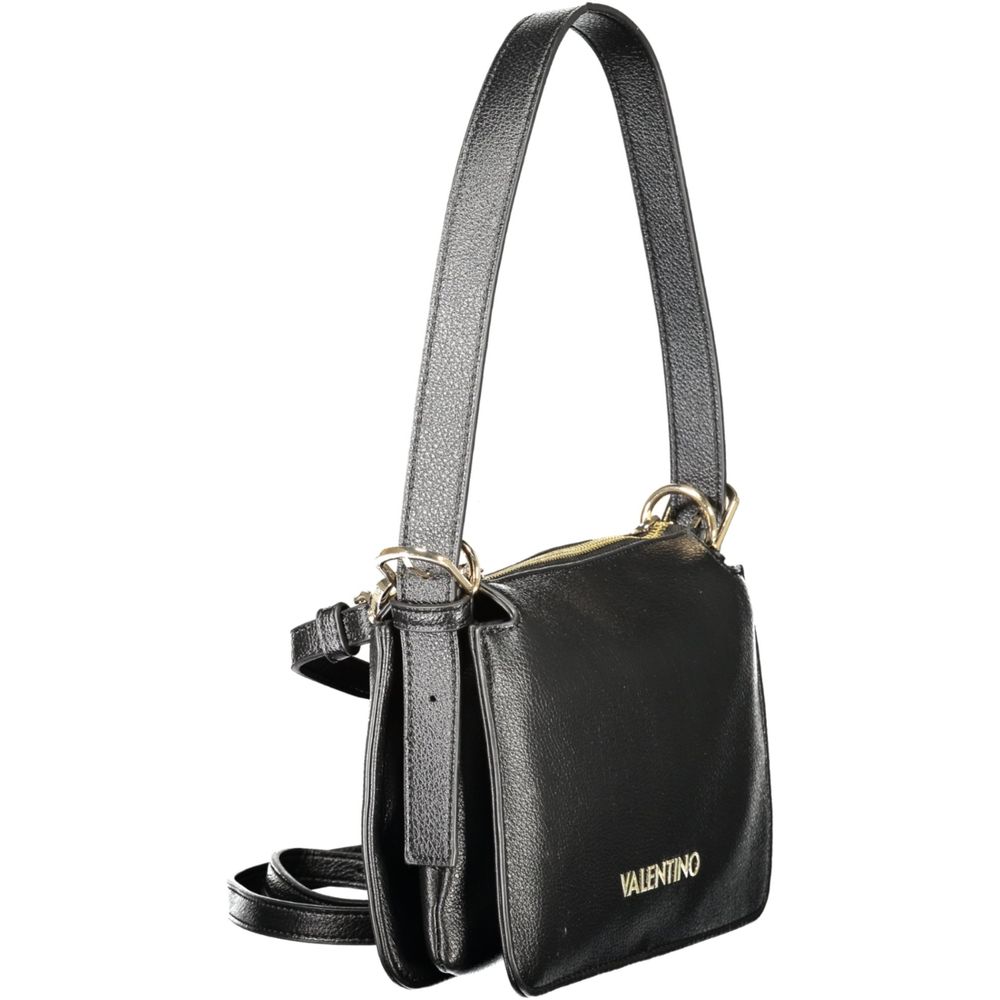 Mario Valentino Black Polyethylene Women Handbag with adjustable strap and zip closure for secure and stylish organization.