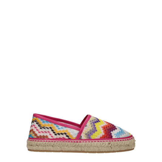 Missoni Multicolor Fabric Espadrilles with colorful zigzag pattern and round toe, featuring a low flat rubber sole.