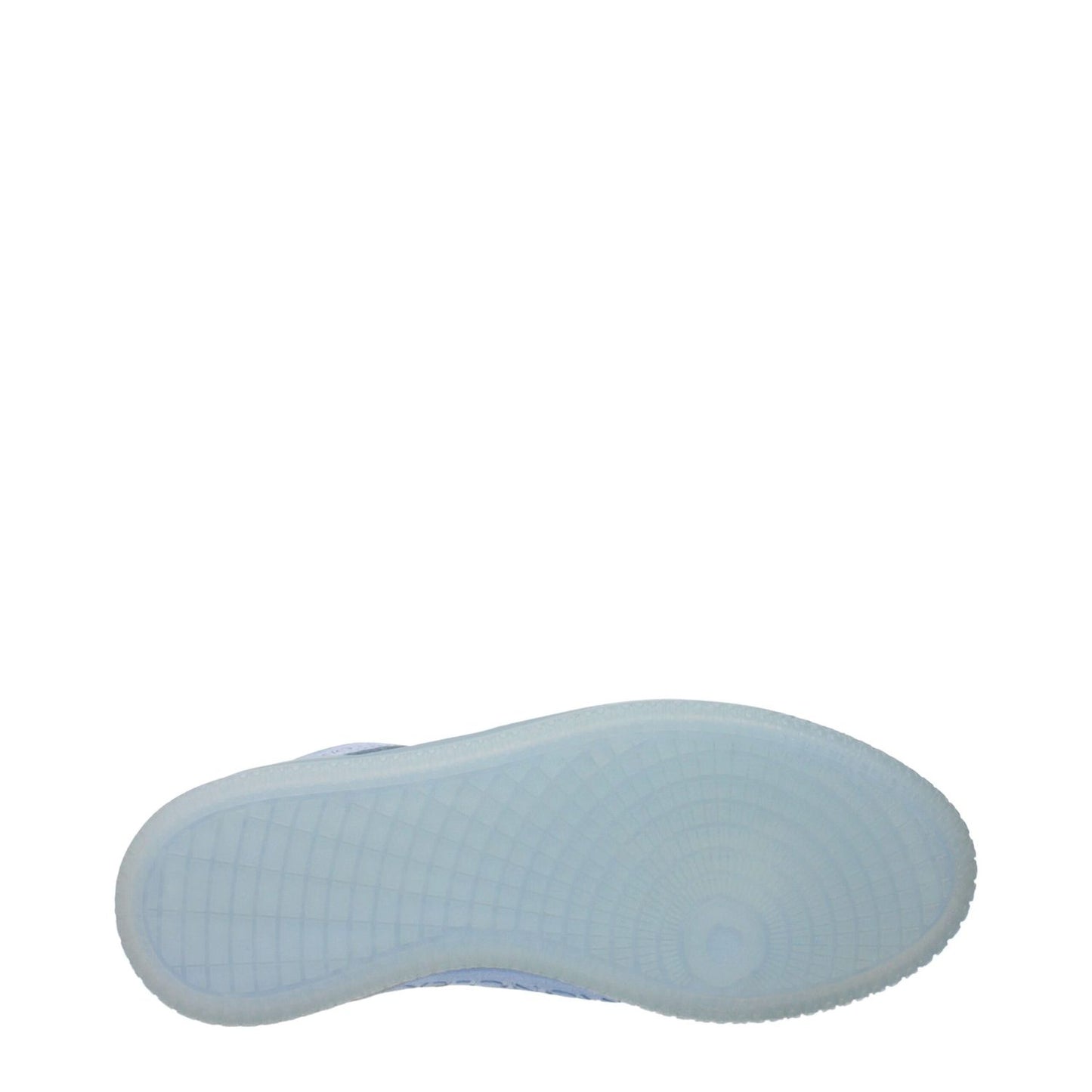 Sole view of Moncler White Leather High Top Sneakers with logos on front, side, and back.