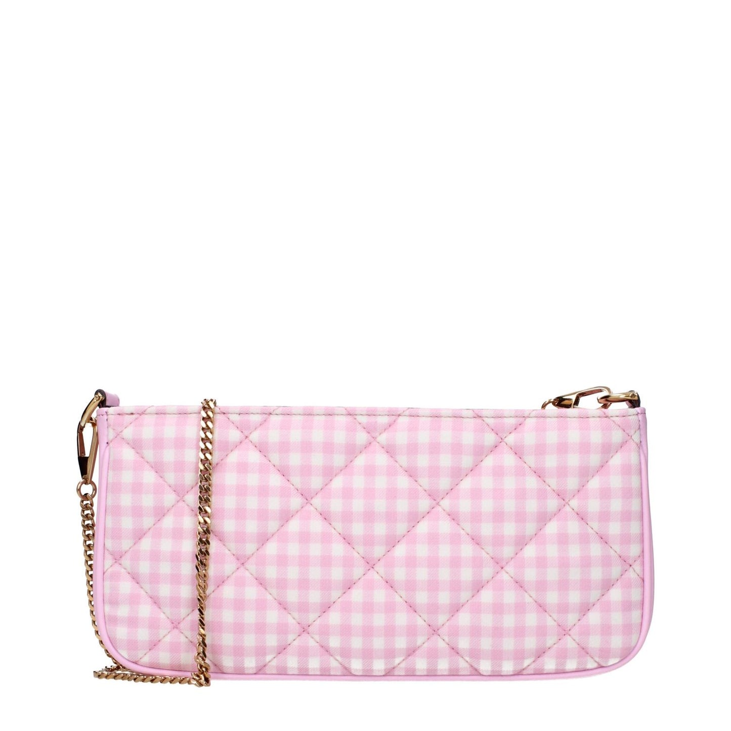 Versace Pink Fabric Shoulder Bag with quilted design and chain strap.