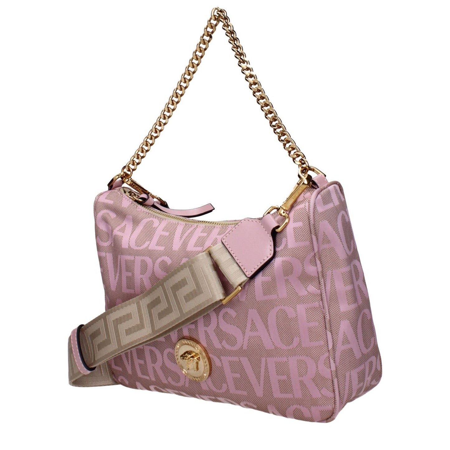 Versace Beige Fabric Handbag with logo, adjustable and removable shoulder straps. MPN 10028771A131852PL5V, code F83537.