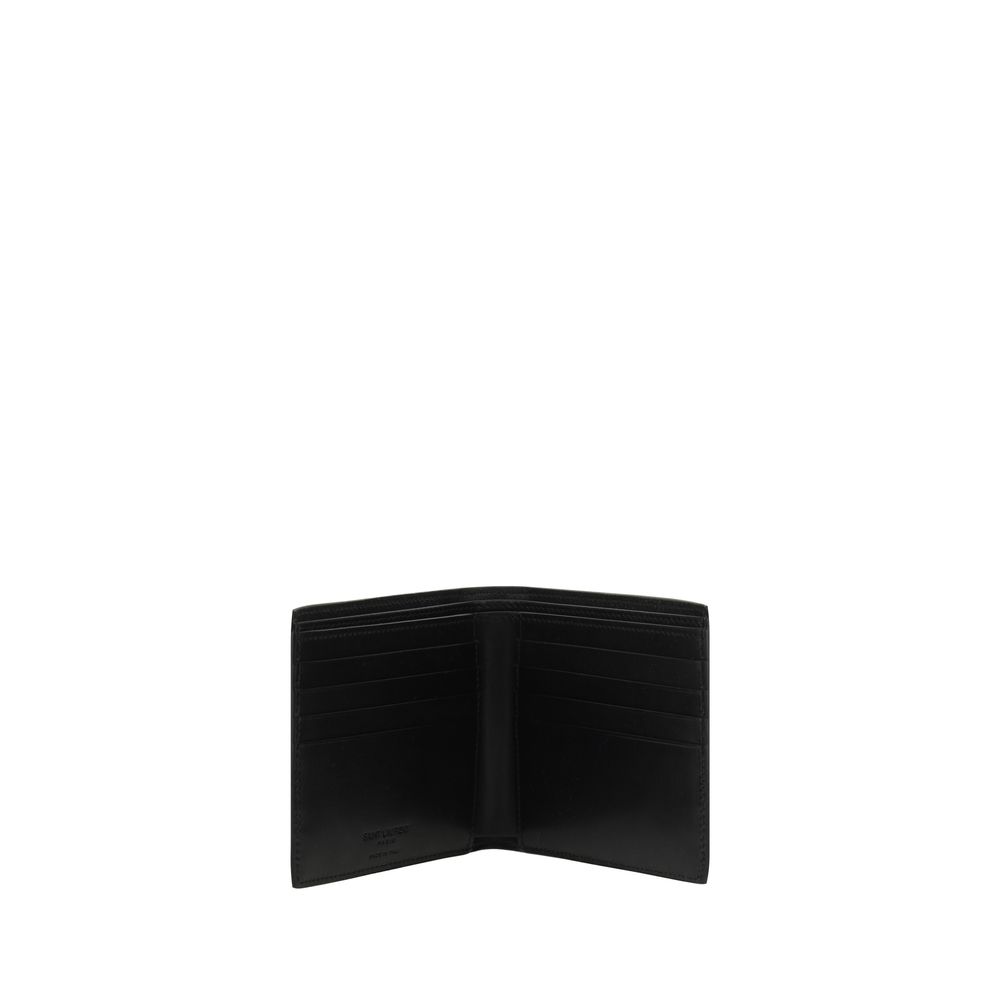 Saint Laurent Black Calf Leather Bos Taurus Wallet with card slots and bill compartment, AW25 collection.
