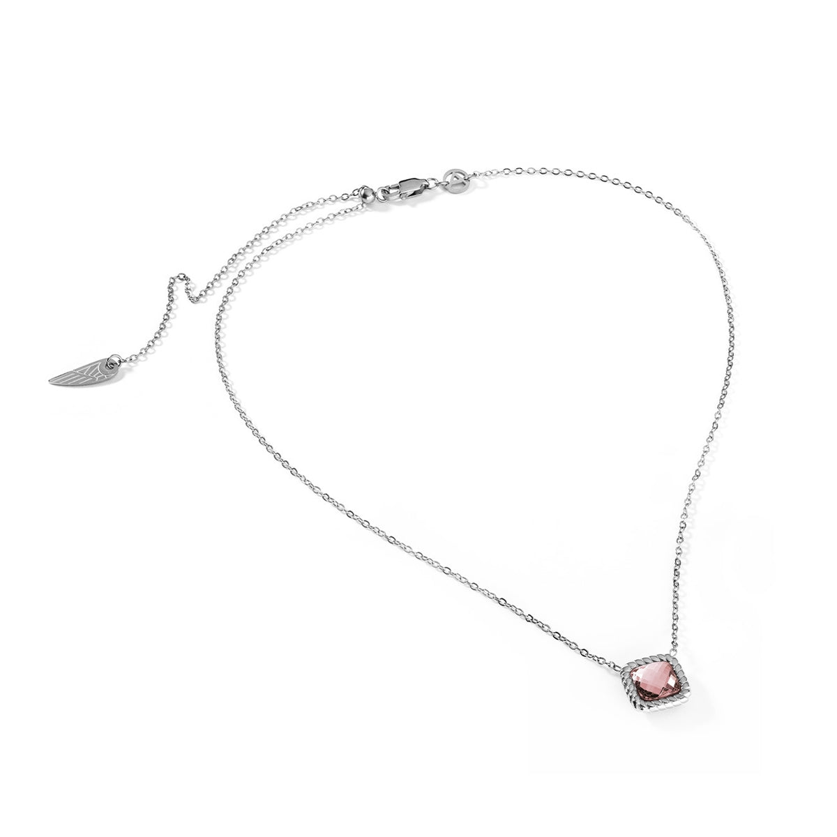 AN JEWELS JEWELRY Mod. AL.NMW07SPK, elegant necklace with pink gemstone pendant on silver chain