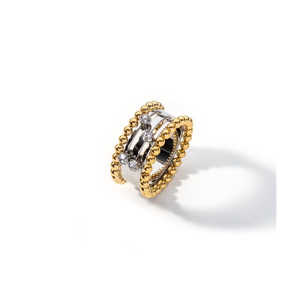 Gold and silver ring from AN JEWELS JEWELRY Mod. AL.RSOKLYC-7 with beaded detail and diamonds.