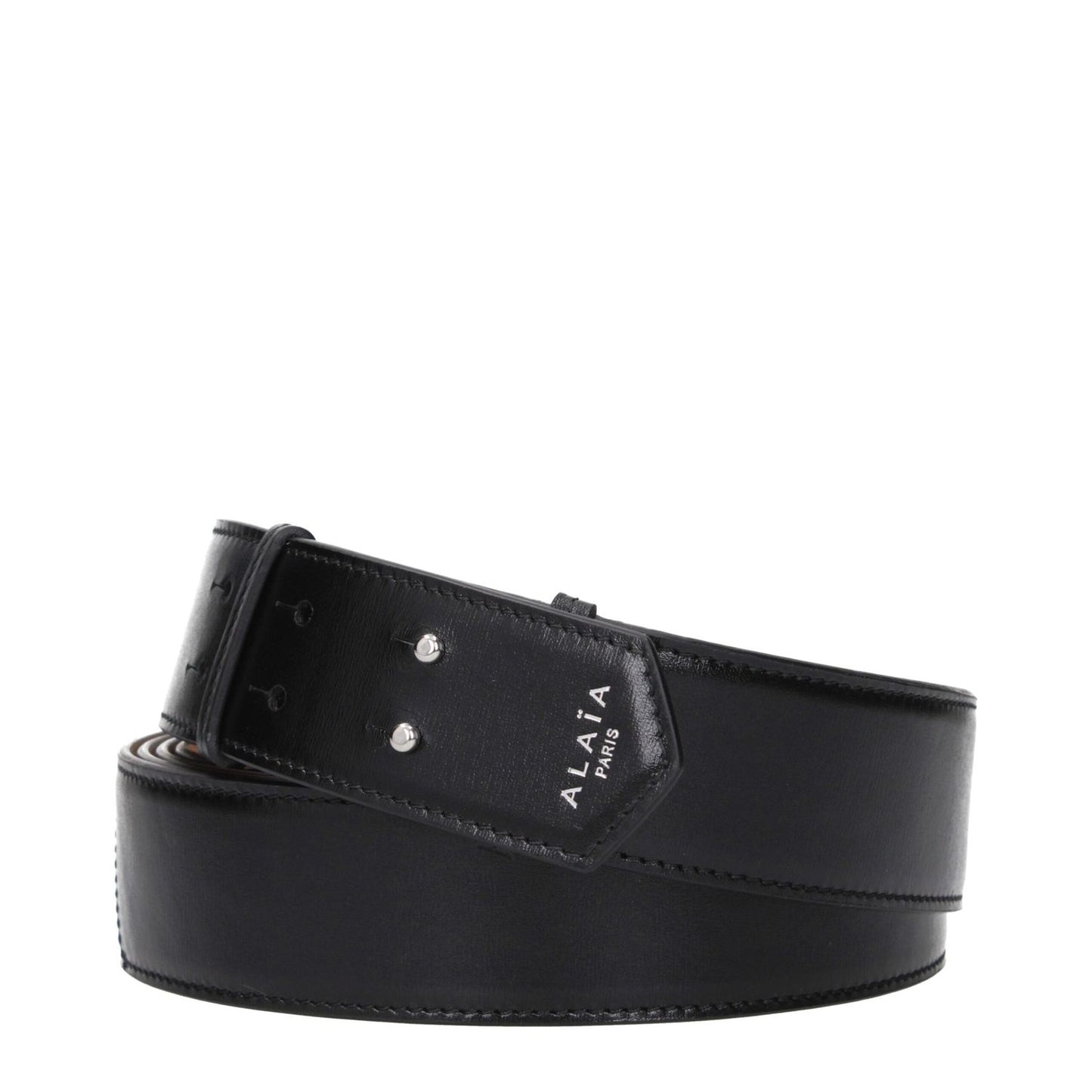 Alaïa Black Leather Regular Belt - Stylish and high-quality designer belt in black, crafted from premium leather for a sleek look.