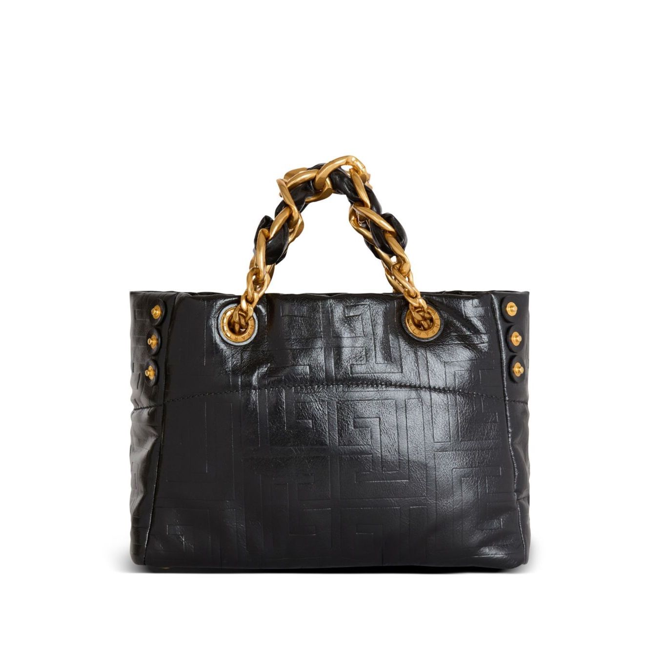 Balmain 1945 Soft PB-monogrammed crinkled small leather tote bag
