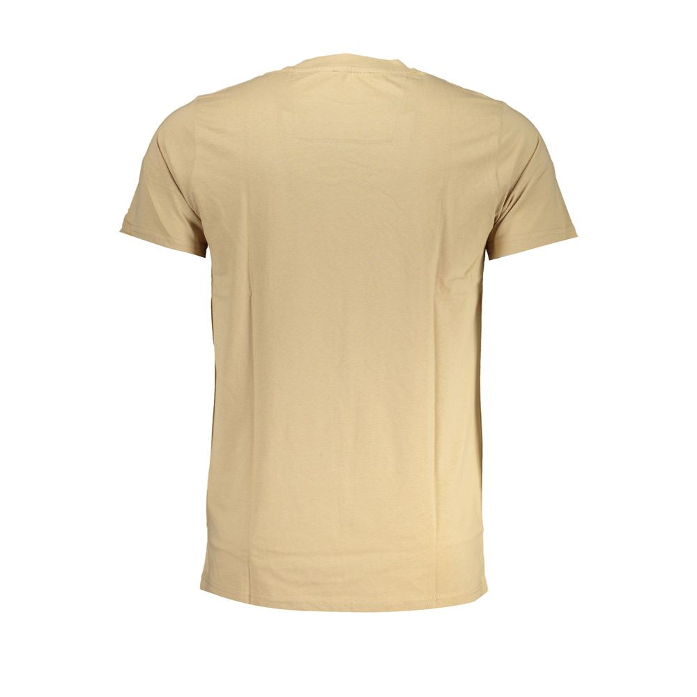 Back view of Cavalli Class Beige Cotton T-Shirt with short sleeves and crew neck.