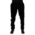 Dolce & Gabbana Black Cotton Slim Fit Denim Trouser Jeans featuring a classic five-pocket design.