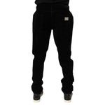 Dolce & Gabbana Black Cotton Slim Fit Denim Trouser Jeans back view showcasing five-pocket design on model.