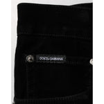 Close-up of Dolce & Gabbana Black Cotton Slim Fit Denim Trouser Jeans with branding on pocket.