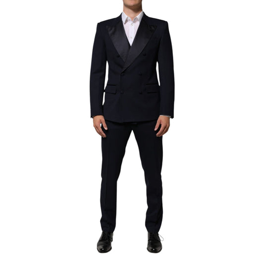 Dolce & Gabbana Black Wool 3 Piece Slim Fit Formal Men Suit