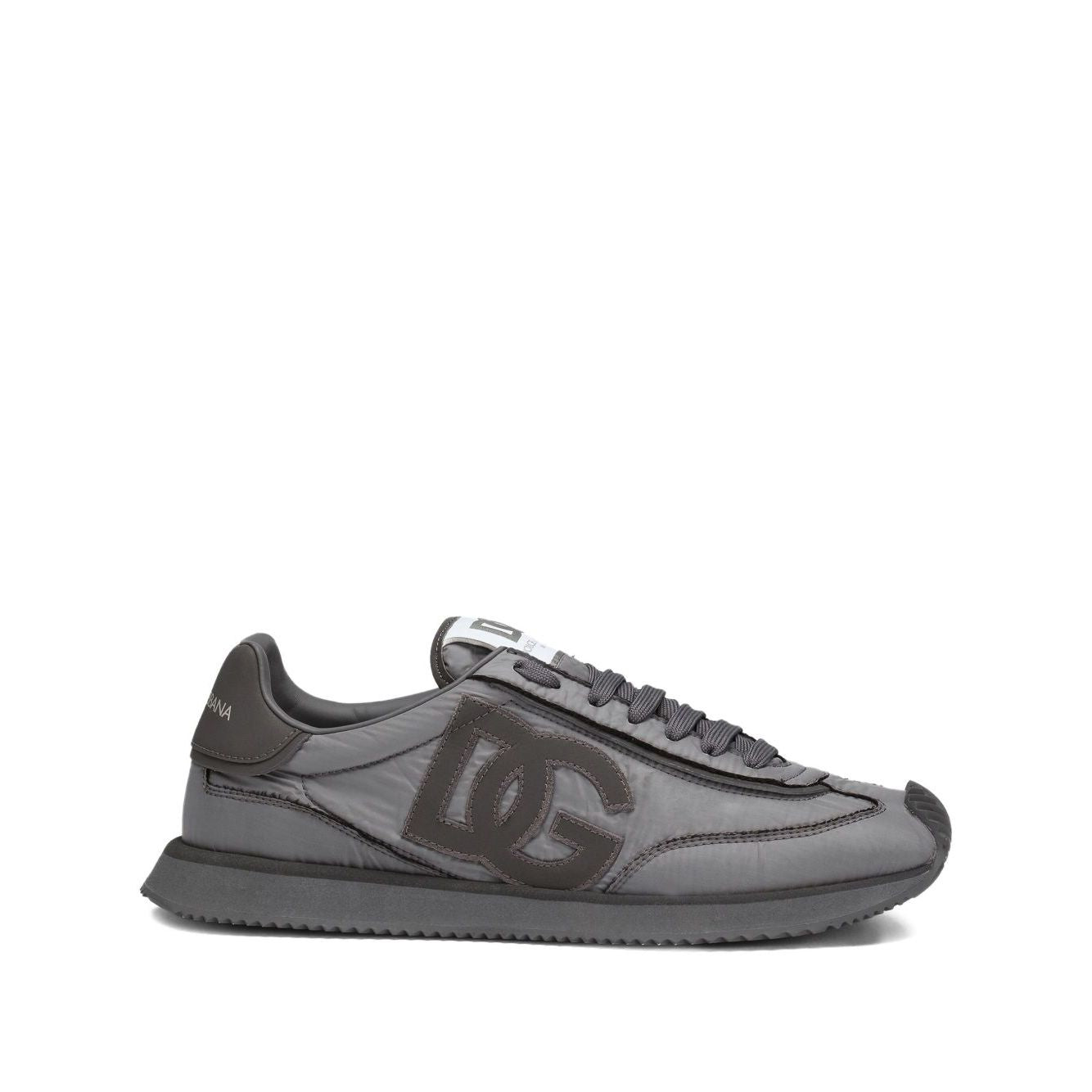 Dolce & Gabbana Sneakers Grey with embroidered logo, lace-up, flat rubber sole, and padded collar.