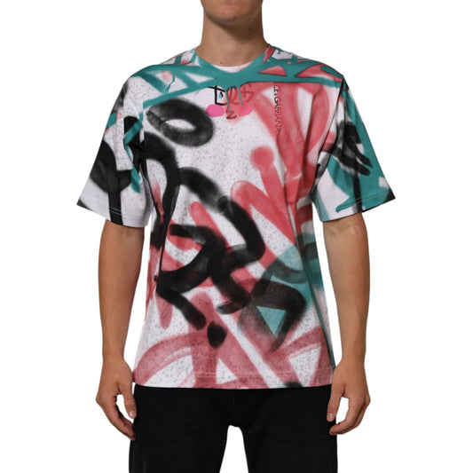 Dolce & Gabbana White Graffiti Crew Neck Short Sleeves T-shirt