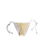 Dolce & Gabbana White Yellow Stripe Tie Side Logo Underwear bikini bottom with side tie closures and embroidered logo
