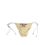 Dolce & Gabbana White Yellow Stripe Tie Side Logo Underwear with "Porto Cervo Ti Amo" embroidery, elegant Italian swimwear.