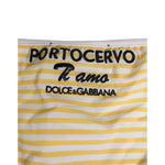 Dolce & Gabbana White Yellow Stripe Tie Side Logo Underwear with embroidered Porto Cervo Ti Amo logo, chic and elegant swimwear.