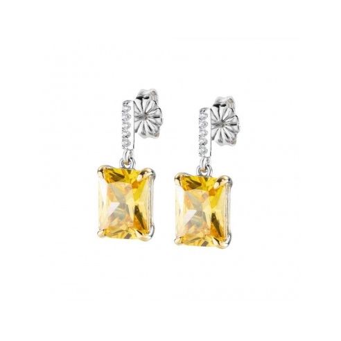 AMEN JEWELRY Mod. ECK1REBGIZ elegant earrings with yellow gemstones and shimmering accents, perfect for adding glamour to any outfit.